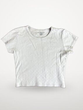 Brandy Melville Textured T-Shirt White One Size